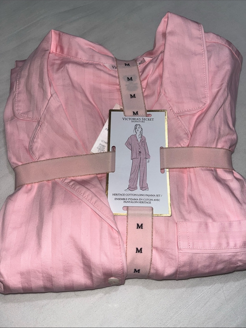 Victoria's Secret 100% Cotton Pink Stripes Long Pajama Set